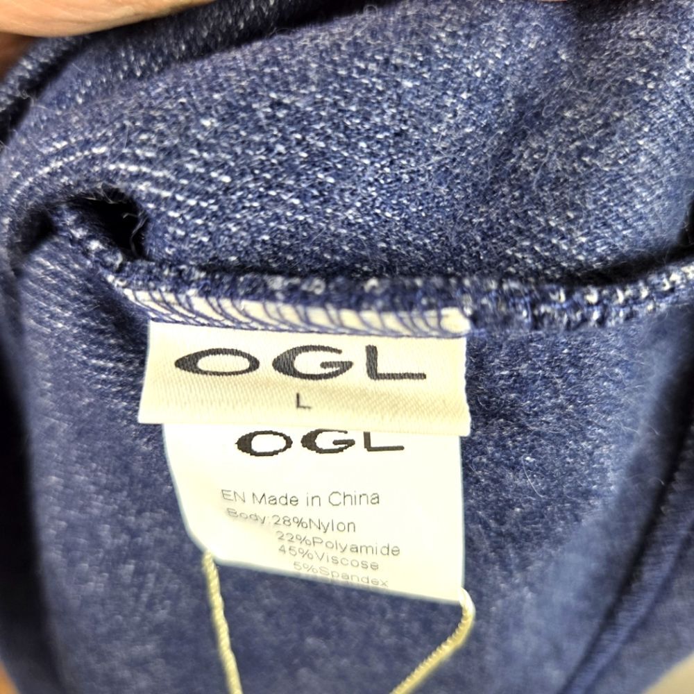 OGL Women's Side Ruched Scrunched Navy Sleeveless Super Soft Dress Size Large - Picture 9 of 10